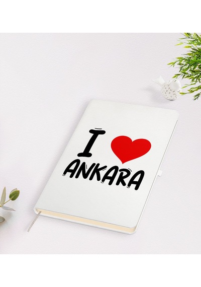 BK Gift I Love Ankara Tasarımlı Beyaz Defter - Model 1