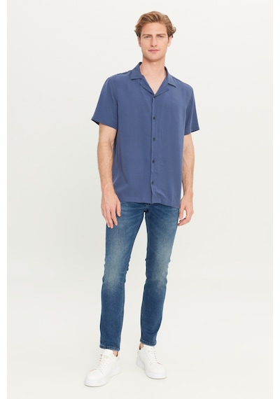 Wrangler Relaxed Fit Geniş Kesim Yumuşak Dokulu Lacivert Gömlek Navy