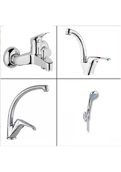 4'lü Aç Kapa Lavabo + Mutfak + Banyo Bataryası + Duş Seti Krom