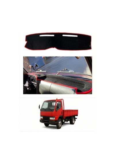 Mitsubishi - Canter Fe639 1995-2005 Uyumlu Torpido Koruma Kılıfı - Kırmızı Şeritli