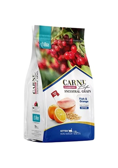 Carni Life Az Tahıllı Balık Portakal ve Kızılcıklı Yavru Kedi Maması 10 KG