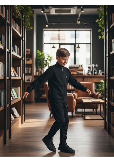 Zekids Erkek Çocuk T-shirt Kapüşonlu Hırkalı Üçlü Eşofman Takım-16355 Lacivert