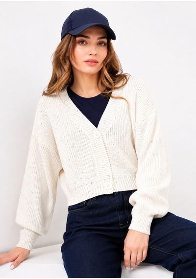 Flex Fashıon Kadın Trend Crop Popüler Örgülü Kısa Triko Hırka Ekru - 736030025 Ekru - 736030025 Ekru
