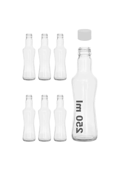 250 Ml Kapasiteye Sahip Şeffaf Cam Şişe Seti 6 Adet Açık Kahverengi
