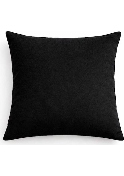 Kadife Dokulu Siyah Kırlent Yastık Kılıfı 2 Adet 50 X 30 Cm
