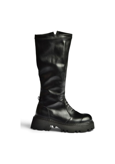 Fox Shoes Z380326509 Siyah Kalın Tabanlı Streç Çizme