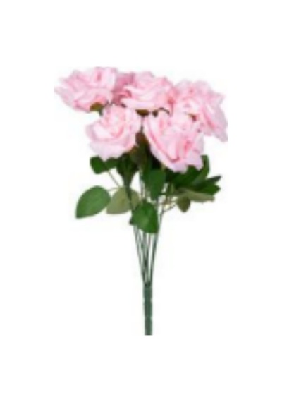 Yapay Çiçek Gül Buketi 7 Çiçekli Açık Pembe 42 Cm. Çok Renkli