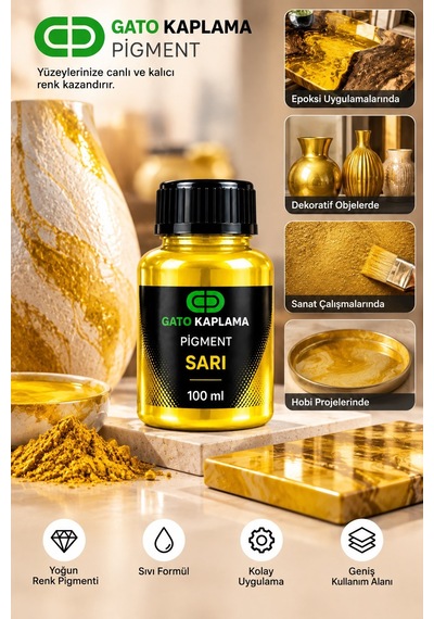 Gato Kaplama Solvent Bazlı Transparan Sıvı Pigment Boya 100 Ml Sarı Renk Renklendirici