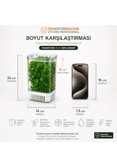 Yeşillik Saklama Kabı - Taze Yeşillik İçin - Soğan Maydanoz Vb Yeşillik Saklama 2 Li Set 721957 Diğer