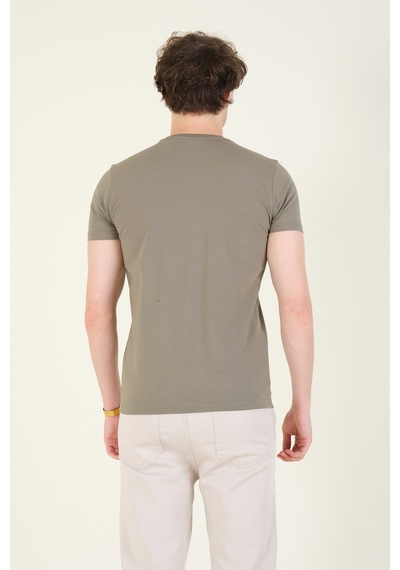 Giyim Dünyası Erkek Sıfır Yaka Basic T-shirt Haki 001