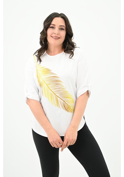 Kadın Büyük Beden Baskı Detaylı T-shirt 1773-2-24 001