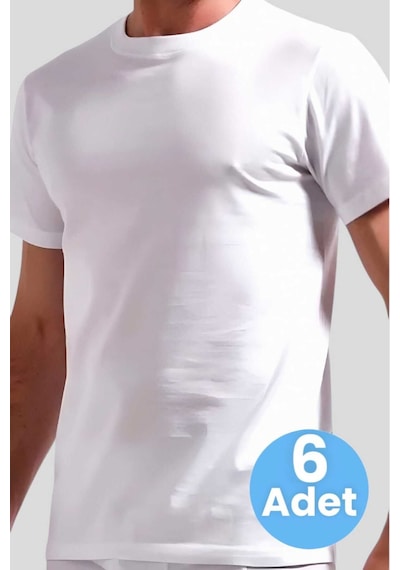 Uniquetrenders Erkek Sıfır Yaka Pamuklu 6'lı Fanila Beyaz