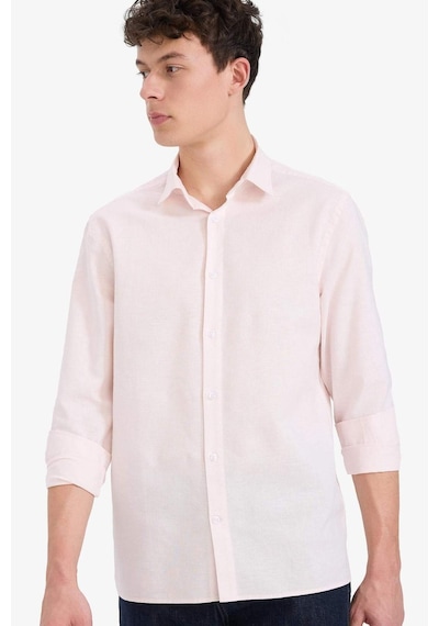 DeFacto Regular Fit Polo Yaka Keten Yazlık Uzun Kollu Gömlek E1729AX25SPPN185