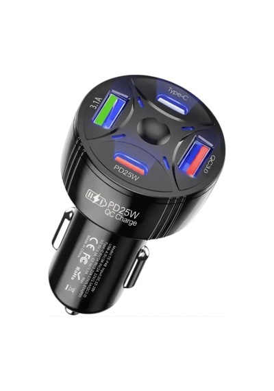 Tr Super Şarj 4 Port Pd25w, Qc3.0, Araç Şarjı Çakmaklık, 2x Usb 2x Type-c, Çoklayıcı, 12-24v, 5v/6a Max