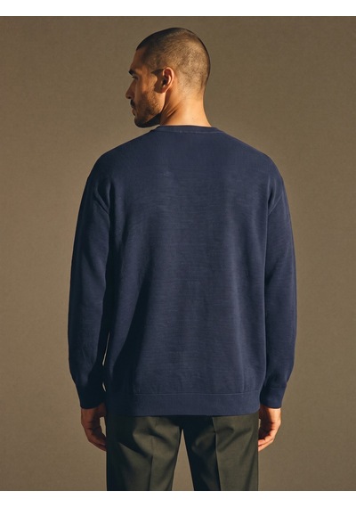 Maccali Erkek Mavi Büyük Beden Pamuklu Kışlık Desenli Sweatshirt