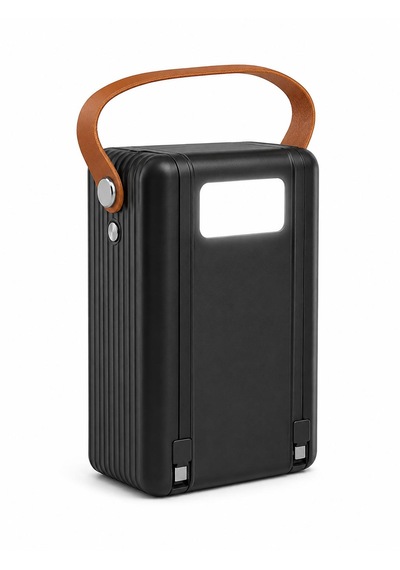 80.000mah Taşınabilir Powerbank Hızlı Şarj 3 Usb Çıkışlı Type-c Lightning Kablo Lcd Gösterge Siyah - Siyah