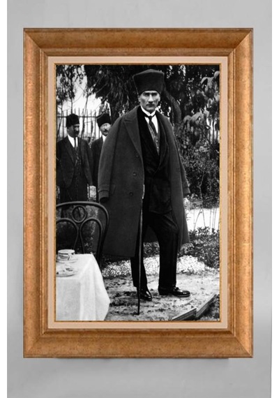 Altın Varaklı Çerçeveli Paspartulu Atatürk Tablo S655