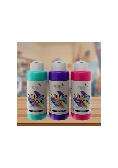Mor-fuşya-turkuaz Akrilik Boya Seti - 3x120ml 0,15 L