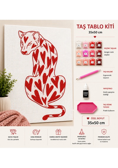 Bedazzling Taşlı Tuval Kiti Büyük Boy Kaplan 1 Adet