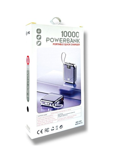 Arz-001 Powerbank Taşınabilir Hızlı Şarj Cihazı Beyaz 10000 Mah Diğer