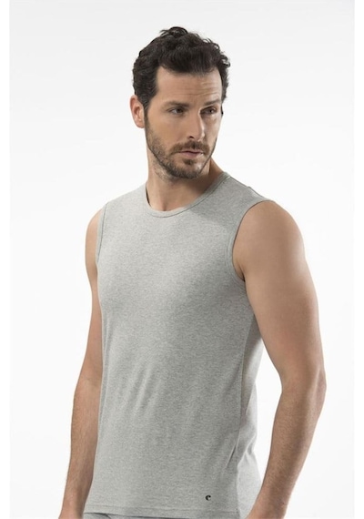 Cacharel 1303 Spor Erkek Bisiklet Yaka - Gri Melanj Gri Melanj