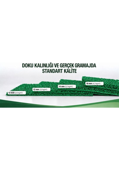 Hortumtech Kıvırcık Paspas Kir Tutucu Pvc Kapı Önü İç Dış Mekan Eko 12 Mm - Yeşil 120 X 200 Cm