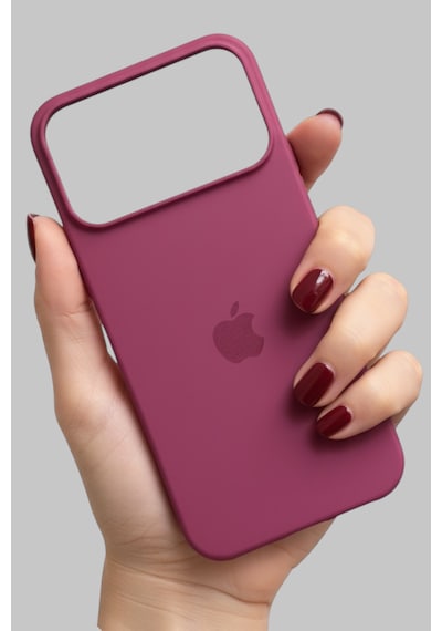 Iphone 17 Pro Uyumlu Kılıf Logolu Lansman Soft Yumuşak Içi Kadife Silikon Kapak Bordo