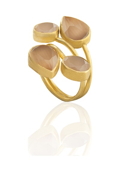 Kadir Jewellery 22 Ayar Altın Kaplama Zirkon Taşlı Kadın Vintage Yüzük Turuncu 76922342