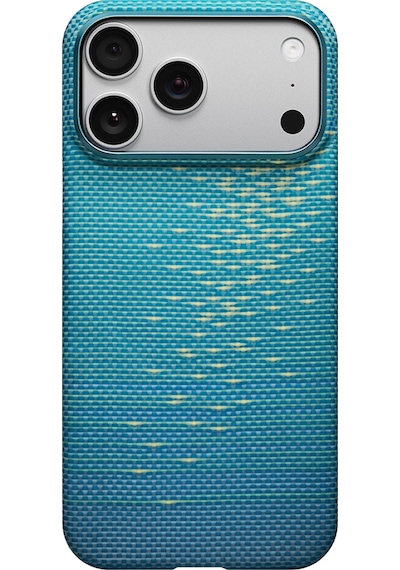 Apple Uyumlu iPhone 17 Pro Max Kılıf M-safeli Aramid Fiber Pitaka Glints Of Gold Ultra Slim Serisi Kapak Mavi Mavi