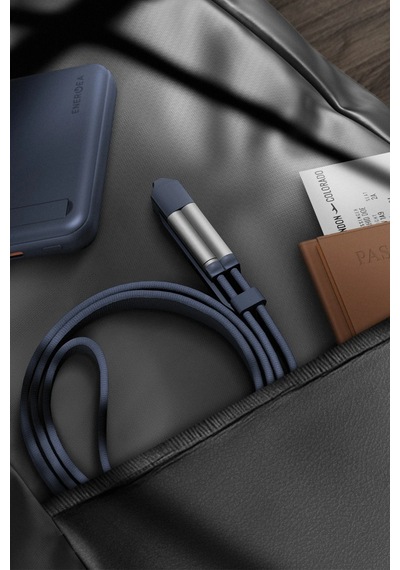 Energea Sheath Travel 1.2m 60w 2in1 Type-c To Type-c Ve Usb-a Hızlı Şarj Kablo - Gümüş
