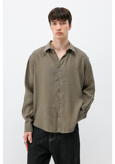 Vamos Modal Kumaş Oversize Gömlek Haki
