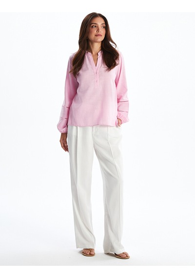 Lcwaıkıkı Classic Pembe Kaçık Yaka Oversize Bluz