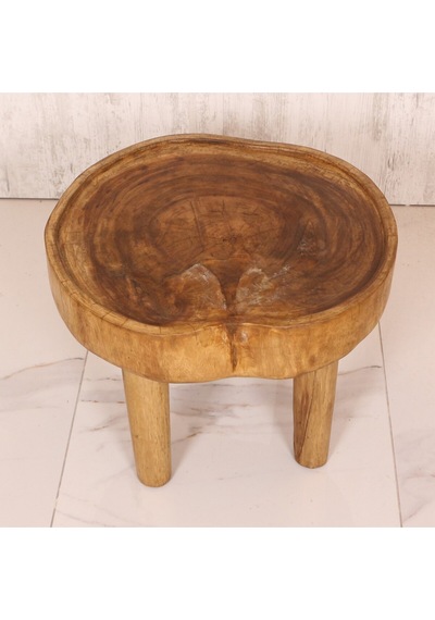 Doğal Teak Ağacı Sehpa 56x45 Cm Bej