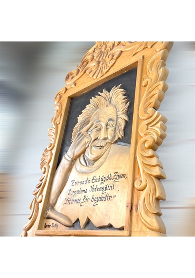 Ahşap El Oyması Einstein Pano