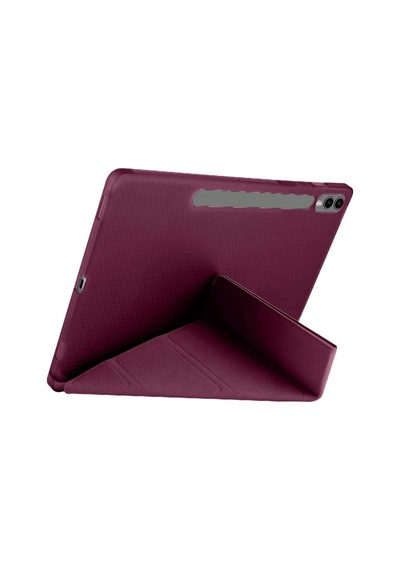 Galaxy  Uyumlu  X610 Tab S9 Fe Plus 12.4 Kılıf Kalemlikli Mars Tablet Kılıfı - Mürdüm Arka Kapak