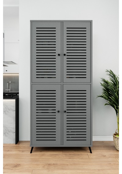Enwood Deneb Mdf Gri 4 Kapaklı Panjur Kapak Ahşap Ayaklı Kiler