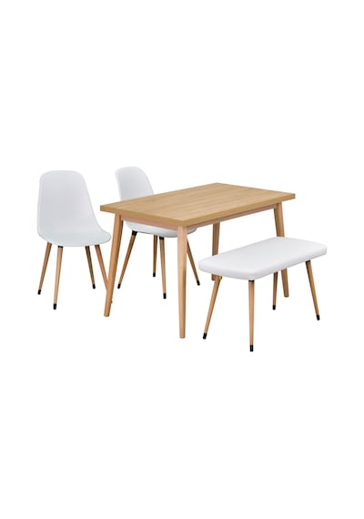 Vilinze Eames Sandalye-bank Avanos Ahşap Mdf Mutfak Masası Takımı - 70x120 Cm Beyaz Vilinze Eames Sandalye-bank Avanos Ahşap Mdf Mutfak Masası Takımı - 70x120 Cm Beyaz