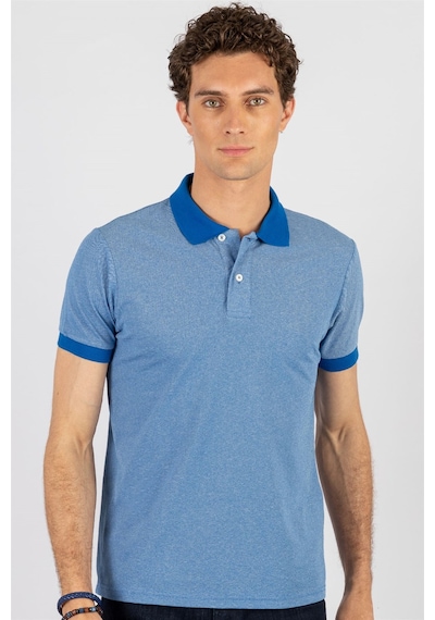 Tudors Slim Fit Melanj Düz Polo Yaka T-Shirt-24702 Mavi