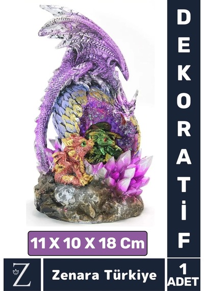 Premium Yüksek Kalite Çok Şık Dekoratif Hediyelik Özel Gün Biblo Koleksiyon Polyester Dragon Ailesi