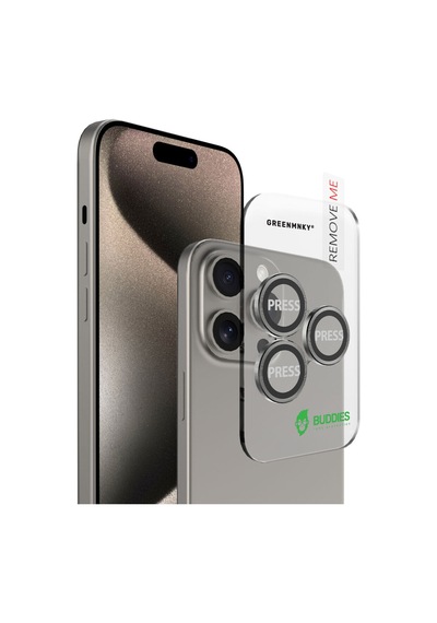 Buddıes Apple Uyumlu iPhone 15 Pro / 15 Pro Max Kamera Lens Koruyucu Tıtanıum Titanyum