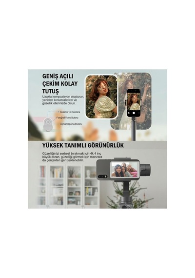 A2 Pro Manyetik Selfie Ekranı - Magsafe Uyumlu 4.02 İnç Vlog Monitörü Ve Bluetooth Uzaktan Kumandalı Beyaz - 928305208