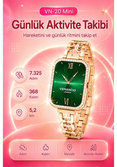 Gold Renk Tasarımlı Akıllı Saat Çoklu Kordonlu Dokunmatik Ekran Günlük Kullanım