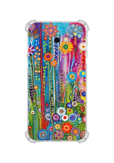 Printify Samsung Galaxy J4 Core İle Uyumlu Düşlerin Dansı Serisi Folklorik Bahçe Tasarımlı Uv Baskılı Köşe Korumalı Antişok Kılıf Şeffaf
