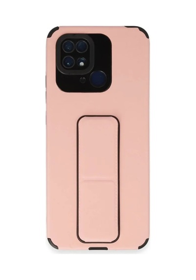 Jenerik Xiaomi Redmi 10c Kılıf Mega Standlı Silikon - Pudra