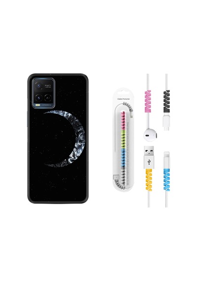 Vivo V21E Kılıf Kablo Koruyuculu Yalnız Ay 1744