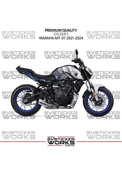 Yamaha Mt-07 Kaplama Sticker Venom Design Motor Kaplama Modeli Hazır Kit 2021-2024 Uyumlu Siyah