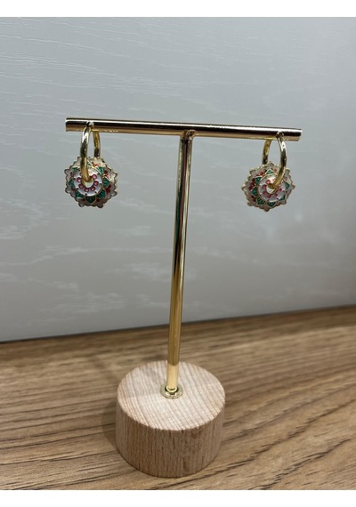 Mineli Vintage Çiçek Küpe Çok Renkli