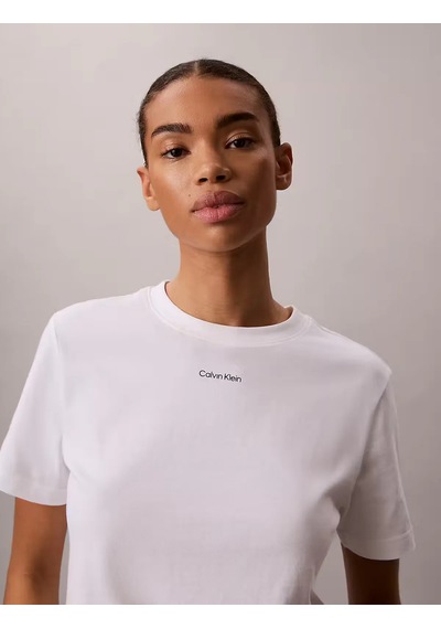 Calvin Klein Kadın Marka Logolu Bisiklet Yakalı Pamuklu Beyaz T-shirt Lv147c857g Yaf