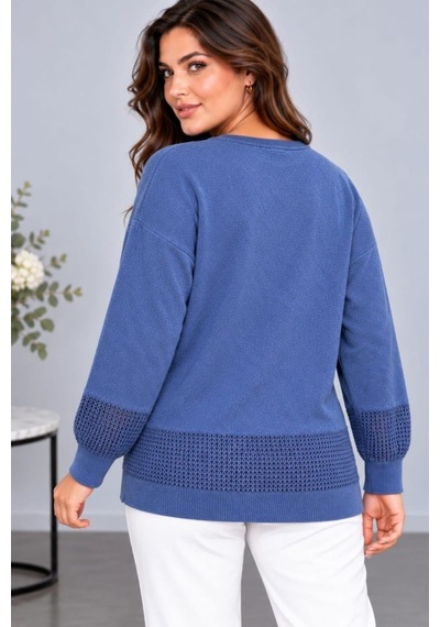 Cedy Denim Cedy Denım Kadın Bisiklet Yaka Dal Yaprak İşlemeli Taş Detaylı Dokulu Triko Kazak C27061 Mavi Cedy Denim Cedy Denım Kadın Bisiklet Yaka Dal Yaprak İşlemeli Taş Detaylı Dokulu Triko Kazak C27061 Mavi