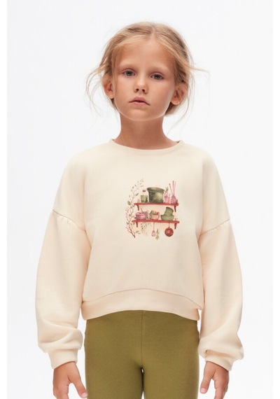 Xo Kids Kiz Çocuk Sweatshirt 4-8 Yaş 37518 Krem